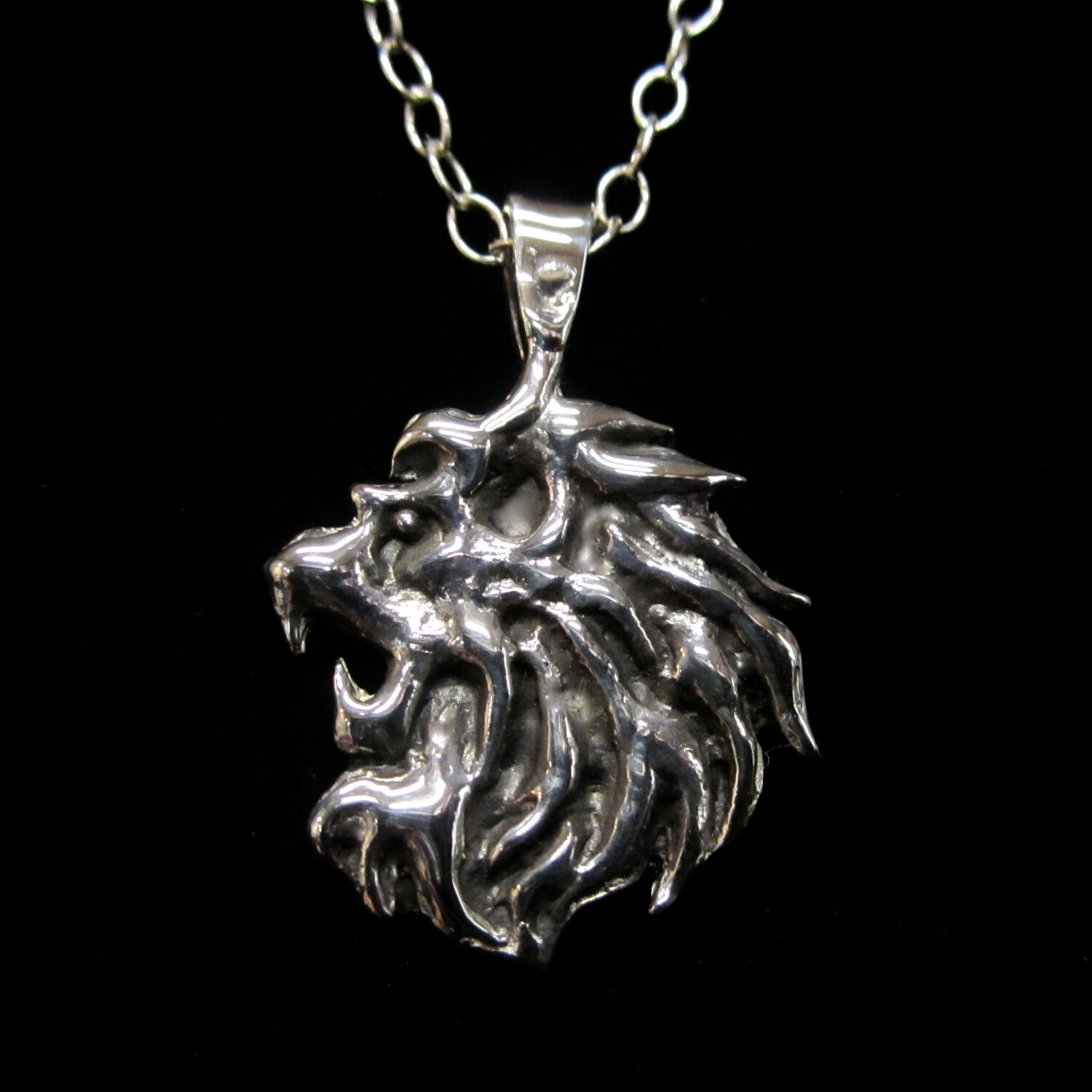 Silver Lion Pendant by TonyMack on Etsy