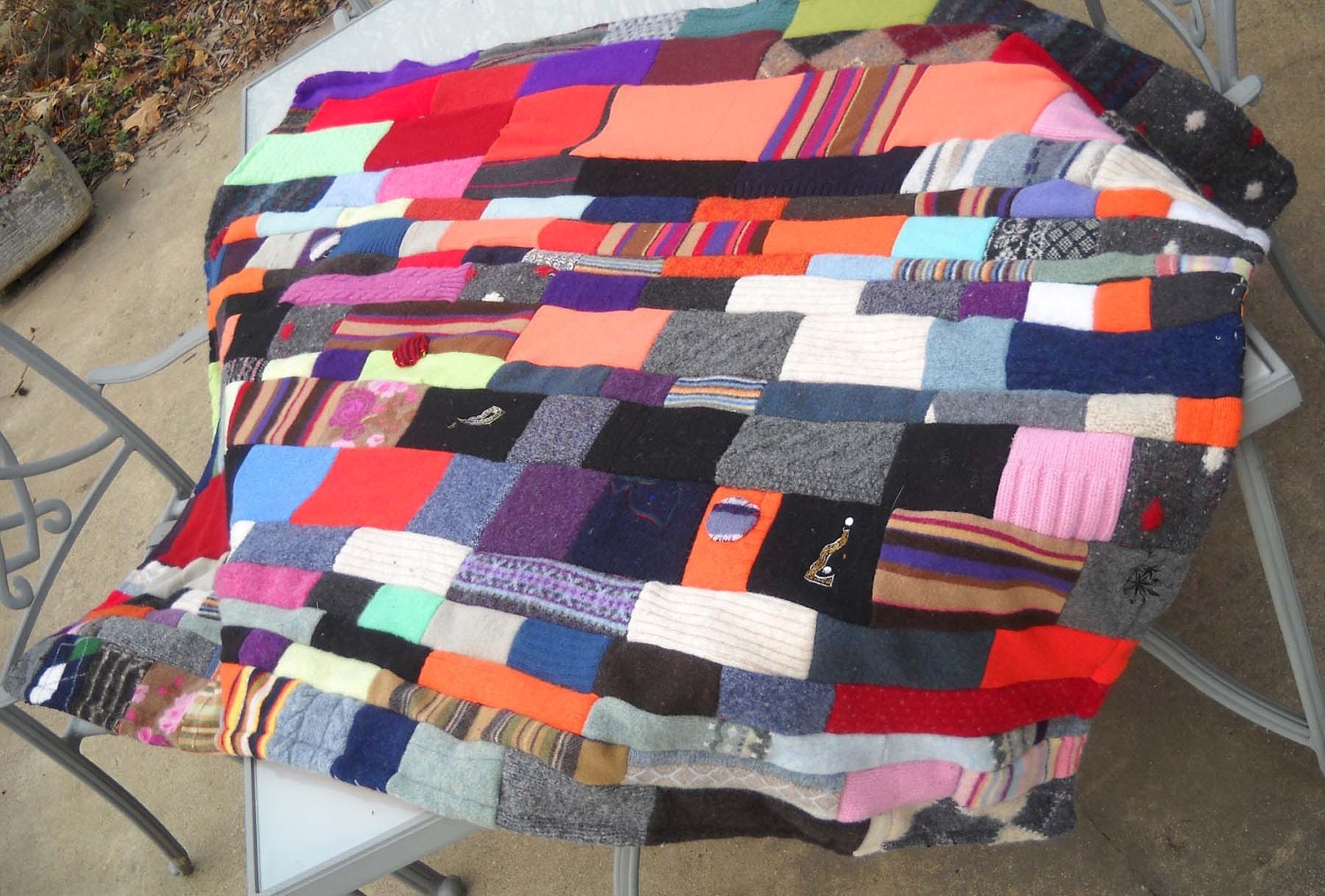 Crazy Patchwork Blanket: Felted Wool Sweaters by ReWoolables