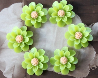 10pcs New Wholesale Beautiful Colorful Gerbera Flower Resin Cabochon -18mm -(CAB-EU-5)
