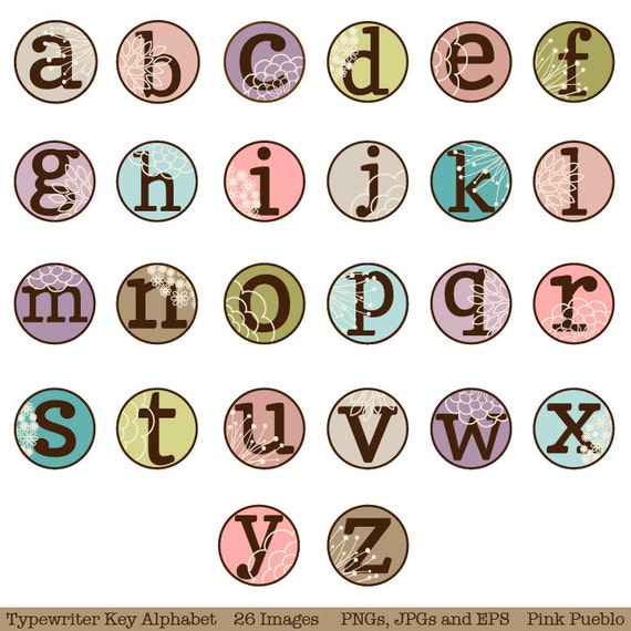 Typewriter Key Alphabet Floral Typewriter Scrapbook Aphabet