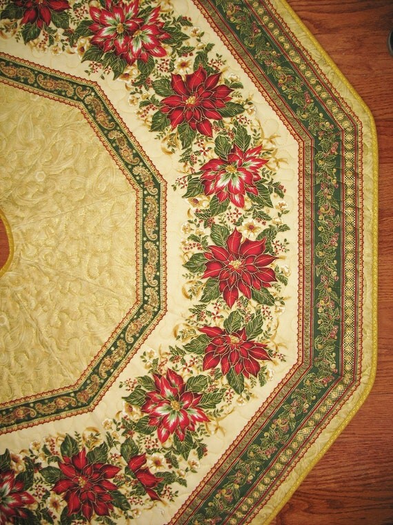 christmas tree skirt quilted with poinsettias from robert christmas tree skirt quilted with poinsettias from robert