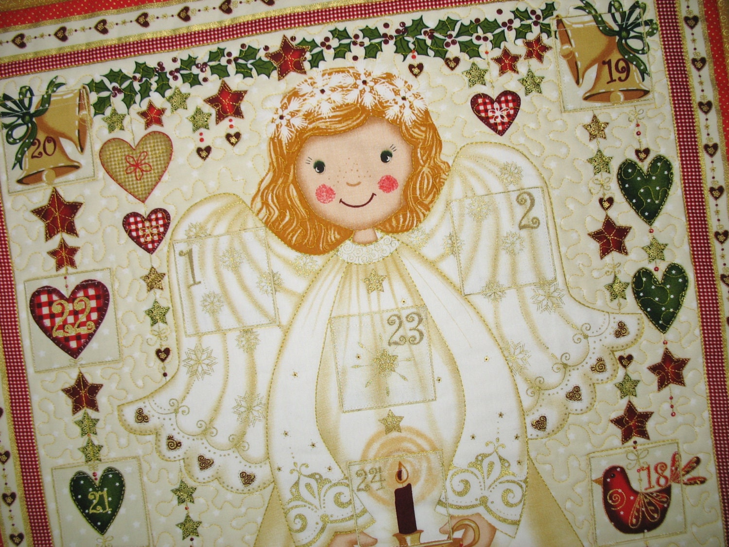 Advent Calendar Angel Christmas children quilted