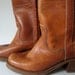 I can't believe it's not Frye...tall red brown steerstitch vintage campus boots women's 6.5 Romania 70s