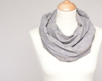 Infinity Gray Scarf Versatile Cowl Loop Silver Taupe urban modern neutral holiday