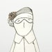 Black & white woman ,Mother, aunt, friend or grandmother With glasses green skirt and hair flower - Handmade cloth doll