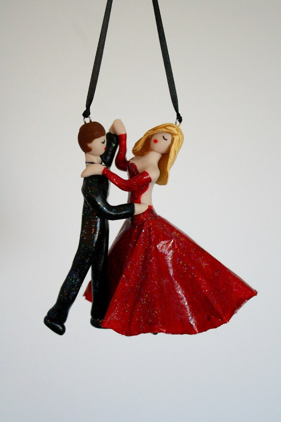Ballroom dancers Waltz couple handsculpted ornament