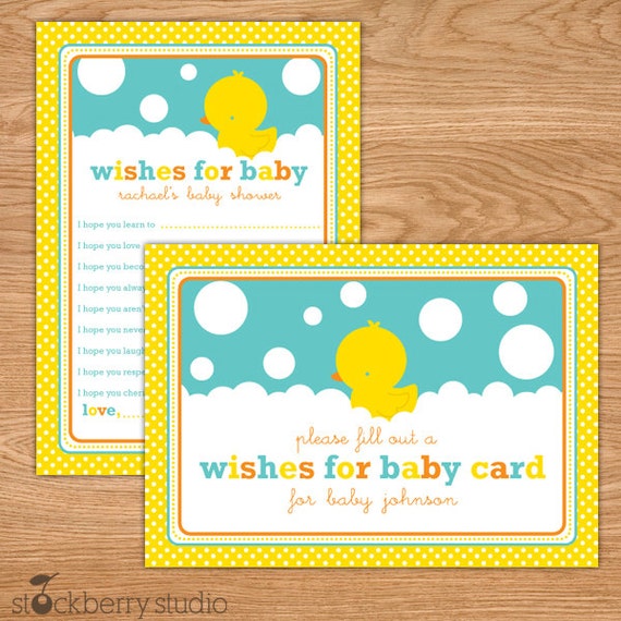 Rubber Ducky Baby Shower Wishes for Baby Card - Well Wishes for Baby Printable - Advice Cards - Neutral Gender Baby Shower well wishes cards Il_570xn