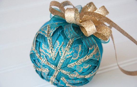 teal and gold quilted christmas ornament ball teal luster teal and gold quilted christmas ornament ball teal luster