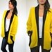 reserved--knitted YELLOW JACKET slouchy boyfriend sweater CARDIGAN, extra small-small