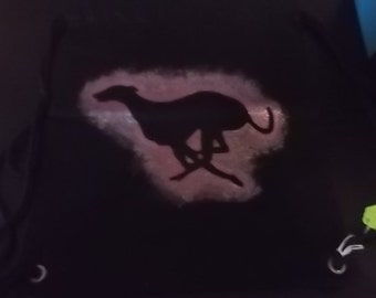 Black Drawstring Back Pack with RUNNING GREYHOUND