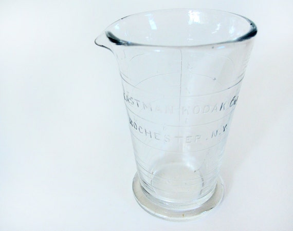 Vintage photography lab darkroom glass beaker industrial