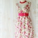 Miss Floral - Spring Summer Sundress Party Day Dress Pale Ivory Background With Elegant Floral Print S-M