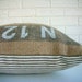 Burlap Pillow Cover - Throw - Coffee Sack Pillow - Ticking - Industrial Chic Gray Stripe - Rustic Modern Farmhouse Nautical 20"-22"