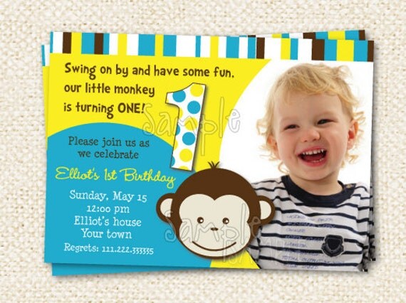 Mod Monkey Birthday Invitations