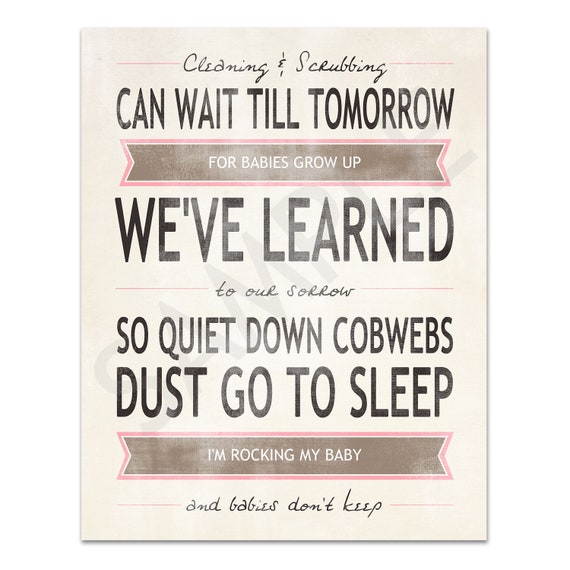 Items similar to Rocking My Baby Nursery Wall Art Poem Pink, Blue