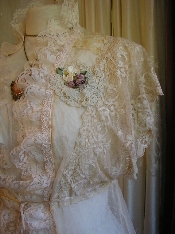 Victorian Boudoir Jacket sheer lace ruffled by TatteredDelicates