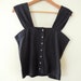 Vtg 70's 80's Cotton/Poly Black Button Down Tank Top Small Medium