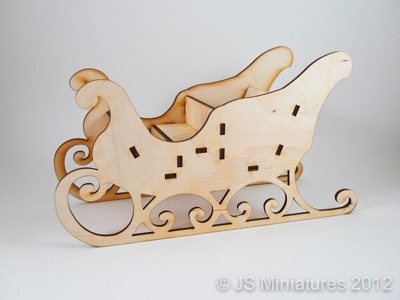 Christmas Sleigh Ornament 3D Laser Cut Sleigh Kit