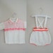 Vintage 1950s Baby Sweater Outfit / Shorts with Suspenders and Short Sleeved Sweater