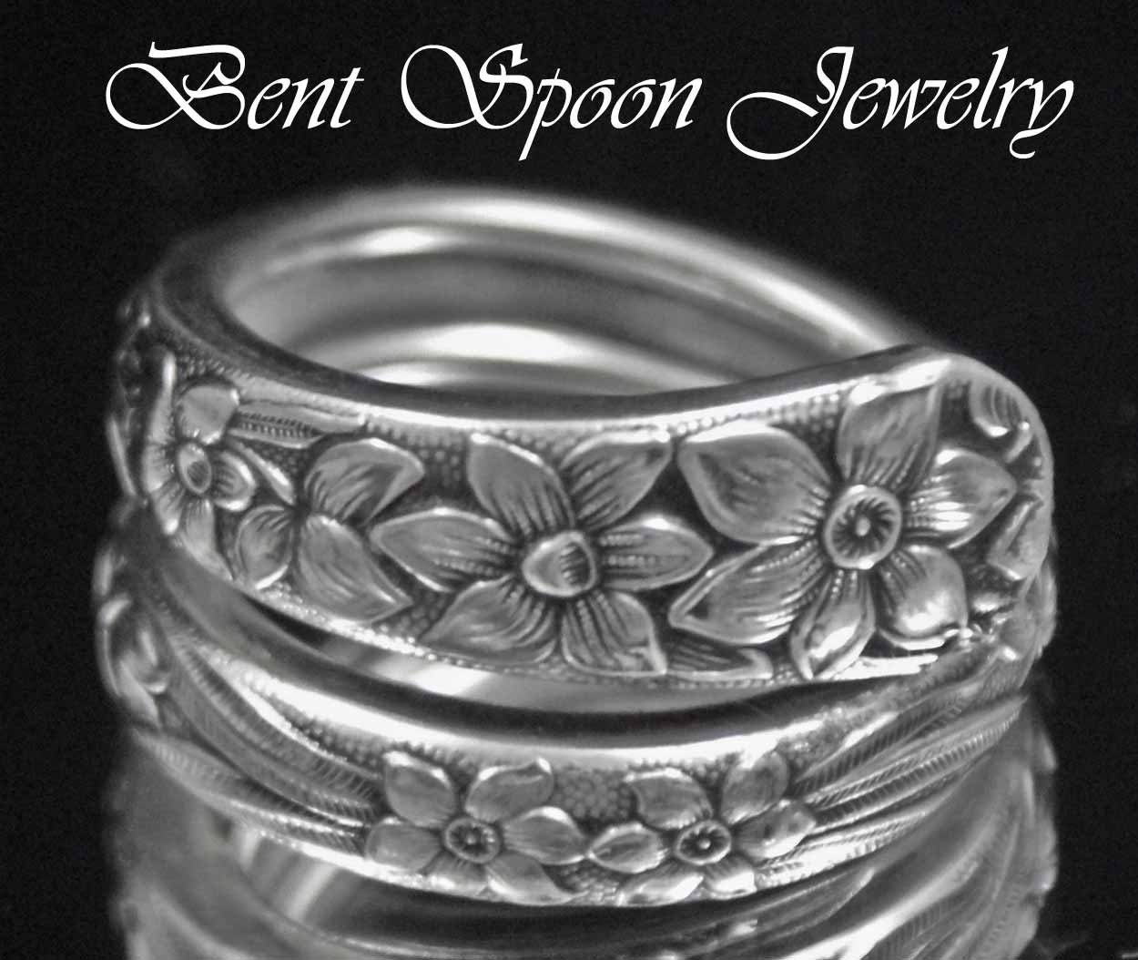 Spoon Ring Silverware Jewelry Narcissus 1935 by Bentspoonjewelry