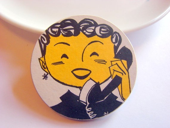 Receptionist Talking on The Telephone Pin  Large by mimiandlucy