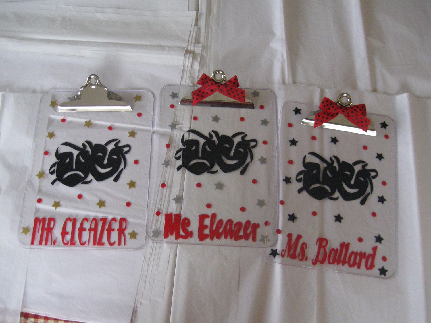 Personalized with name clear acrylic clipboard music teacher