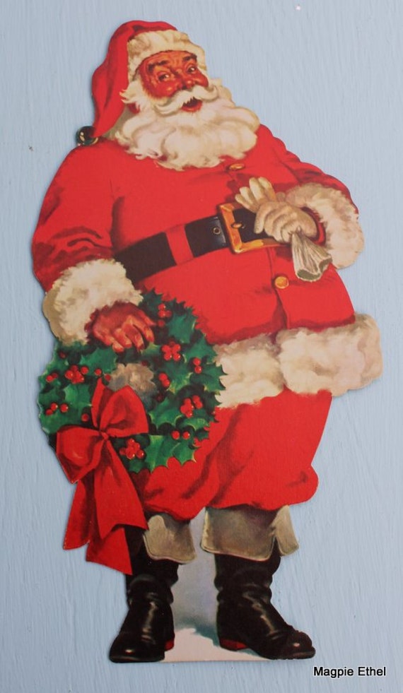 Vintage Cardboard Die Cut Santa Figure by EisforEthel on Etsy