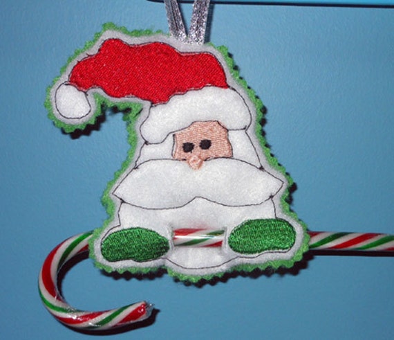 Items similar to In The Hoop Santa Candy Cane Holder Embroidery Machine ...