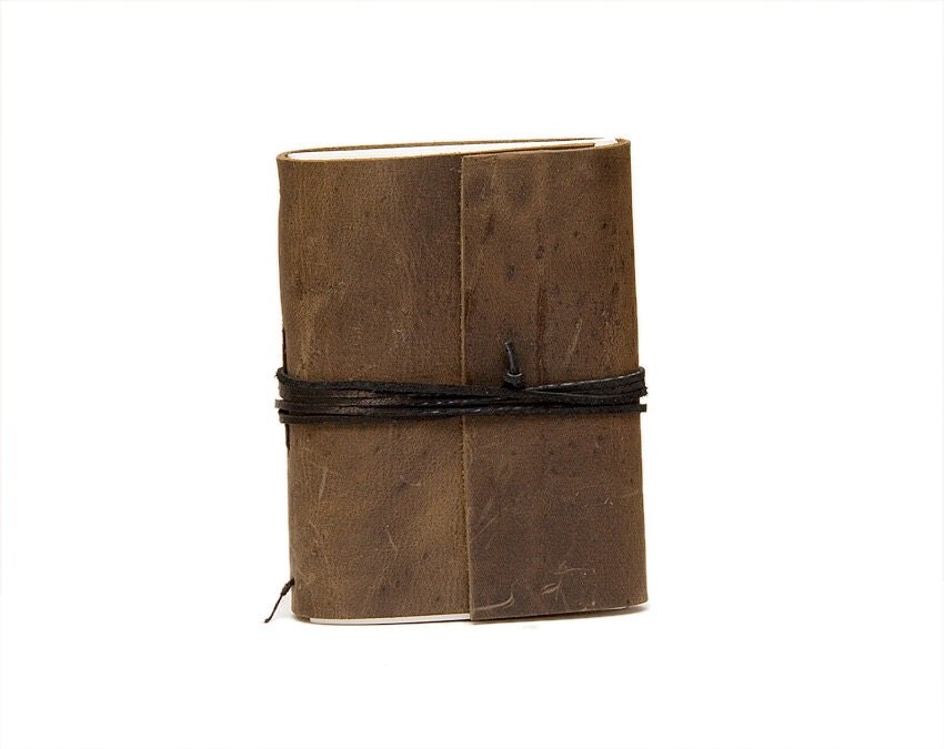 Recycled leather book mini journal cahier chapbook by BrotherWorks