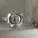 Raw Rough Diamond - flower- promise ring hand hammered-recycled silver