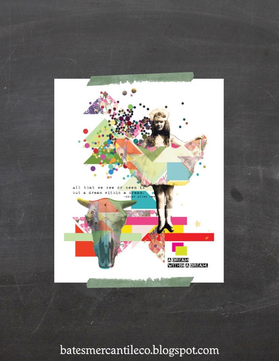 Items similar to Geometric Mixed Media Poster, Dream Poster, Typography