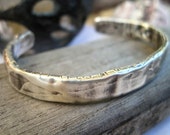 Cuff Bracelet Rustic Sterling Silver Artisan Cast with Heart and Star
