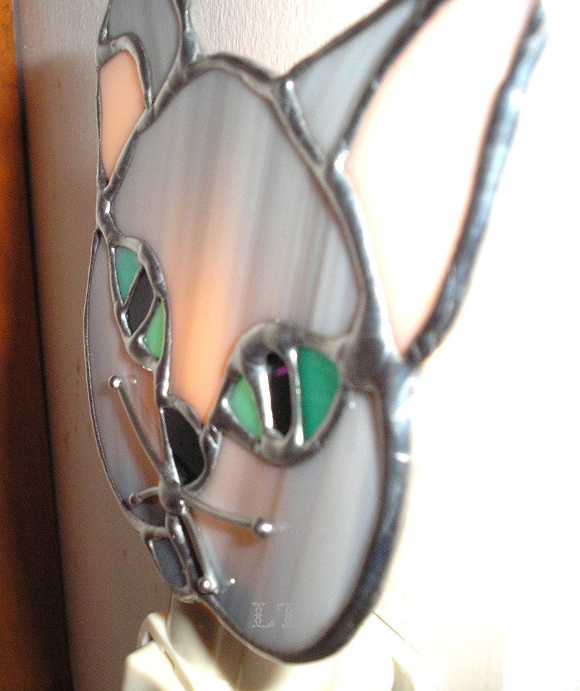 LT Stained glass Cat night light lamp Persian Russian Blue