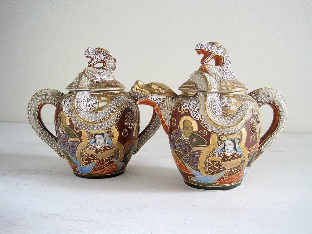 Vintage Japanese Satsuma Dragonware Tea Set
