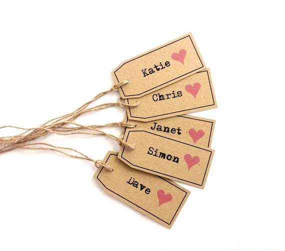 Items similar to Place cards tags with printed guests' name set of 10