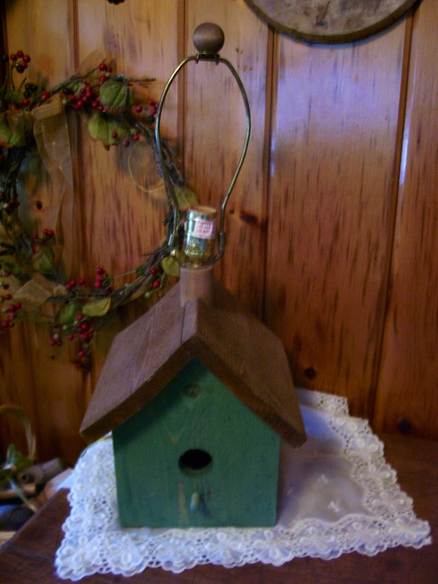 Birdhouse Lamp Antique Barn Wood Primitive by
