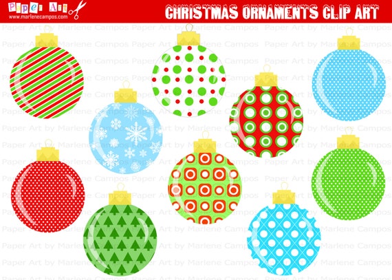 Items similar to INSTANT DOWNLOAD - Printable Christmas Ornaments Clip Art, Xmas decoration