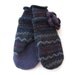 Felted Wool Mittens Fleece Lined Navy and Plum Fair Isle Pattern With Crochet Flower Pin