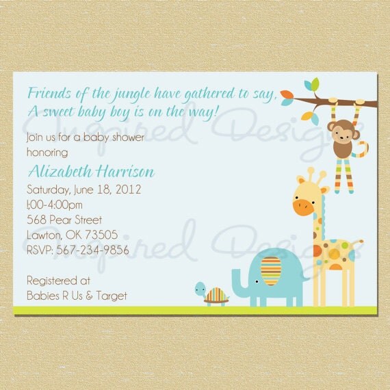 Modern Jungle Light Blue Animals Baby Shower Invitation - Boy Il_570xn