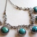 Wire wrapped handmade necklace sterling silver turquoise gemstone blue green jewelry