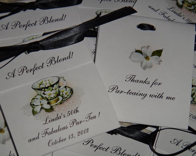 Dogwood Teacup Personalized Tea Bag Birthday Wedding and Bridal Shower Party Favors