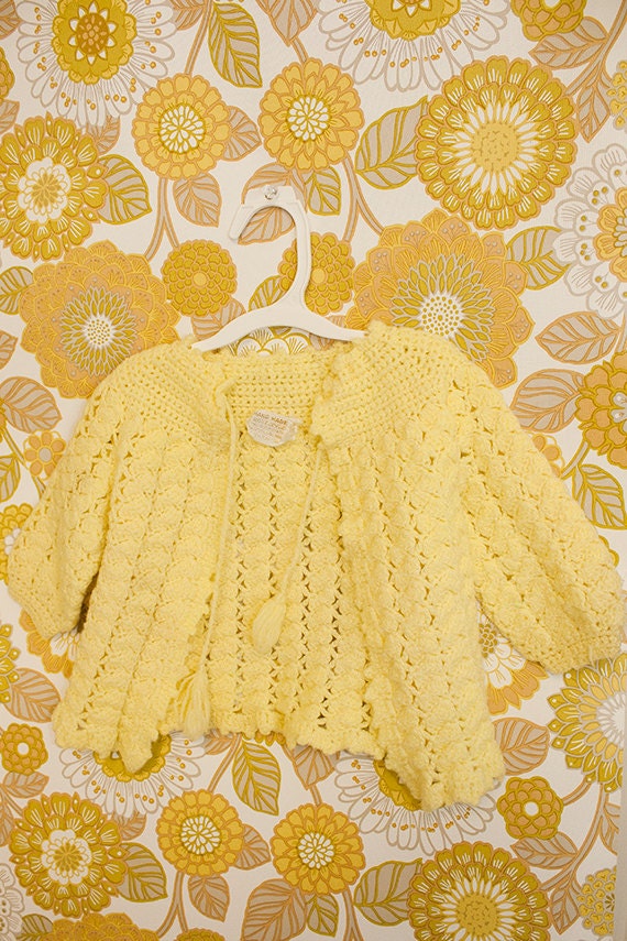 Handmade Yellow Infant Cardigan by on Etsy