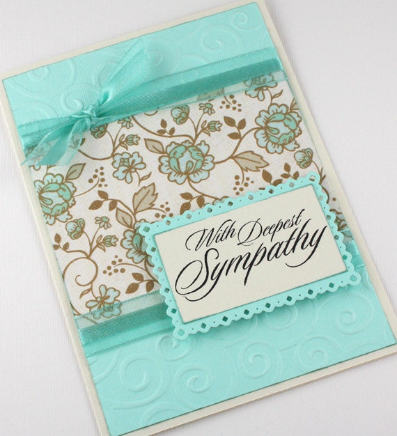 Sympathy Card Handmade Card Condolence Card Aqua and