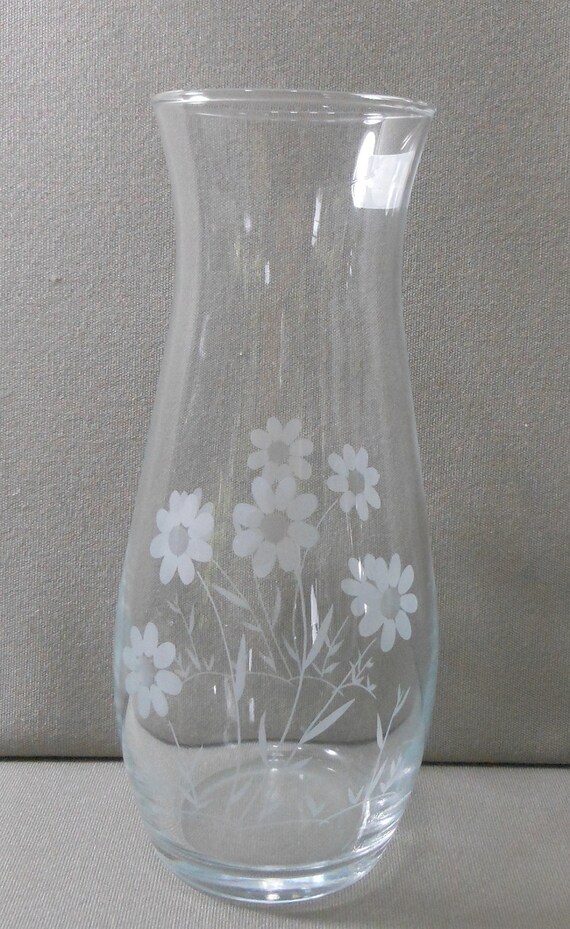 Etched Crystal Vase Pasabahce Turkey