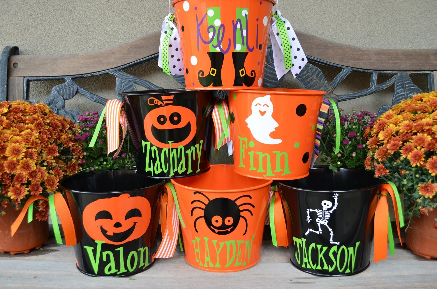Personalized Halloween Buckets 5 qts multiple colors and