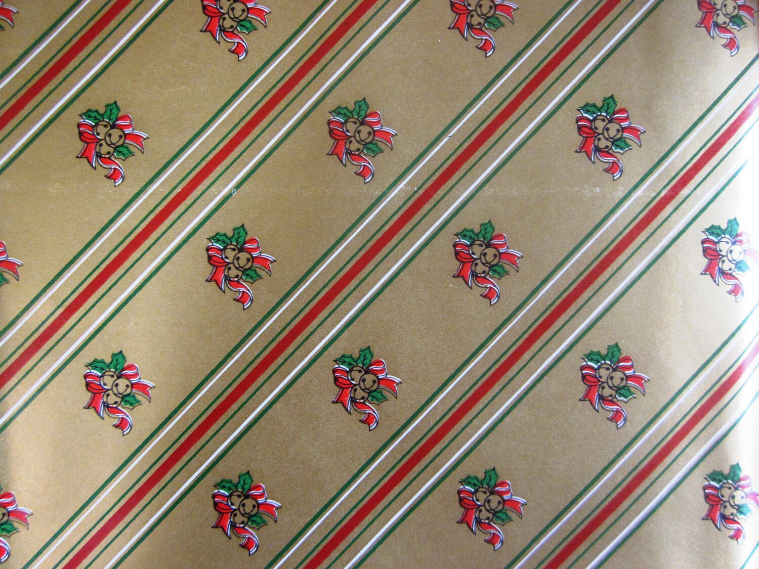Vintage Wrapping Paper Bells on Gold Christmas by TillaHomestead