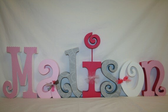 Items similar to Nursery letters Baby Girl Nursery custom wood letters ...