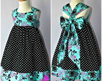 Petite Kids Boutique Ella Dress 12M-8Y PDF Pattern & Instructions - elastic back, easy sew, wide hem, reverse knot, sweetheart bodice