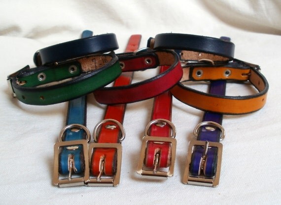 Leather dog collar 1/2 wide small dog collar by LakesideLeather