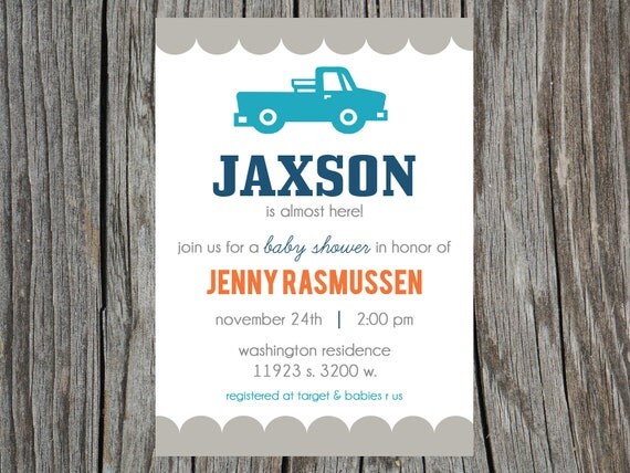 Baby Shower Invitation Vintage Truck Car Printable Il_570xn